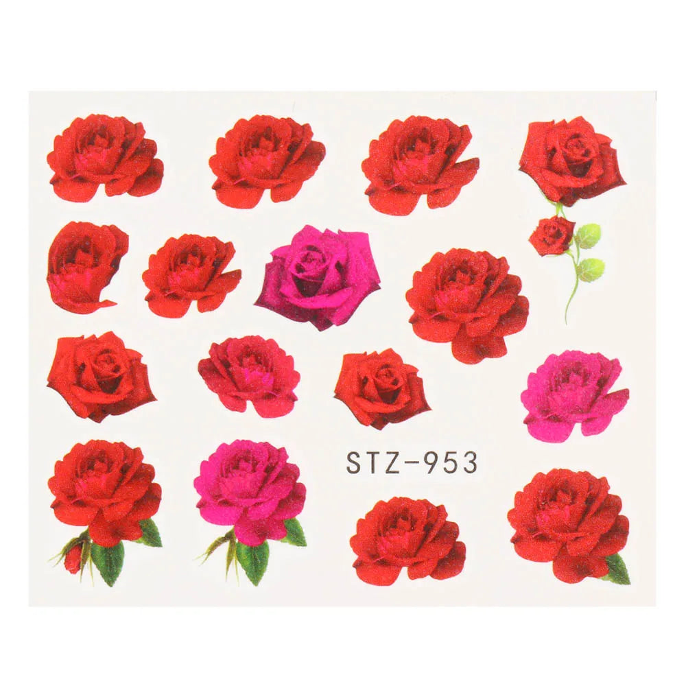 1pcs Flower Series Stickers For Nails Design Water Transfer Decals Foil Wraps Decoration Manicure DIY Slider NFA403