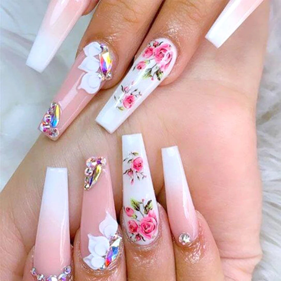 1pcs Flower Series Stickers For Nails Design Water Transfer Decals Foil Wraps Decoration Manicure DIY Slider NFA403