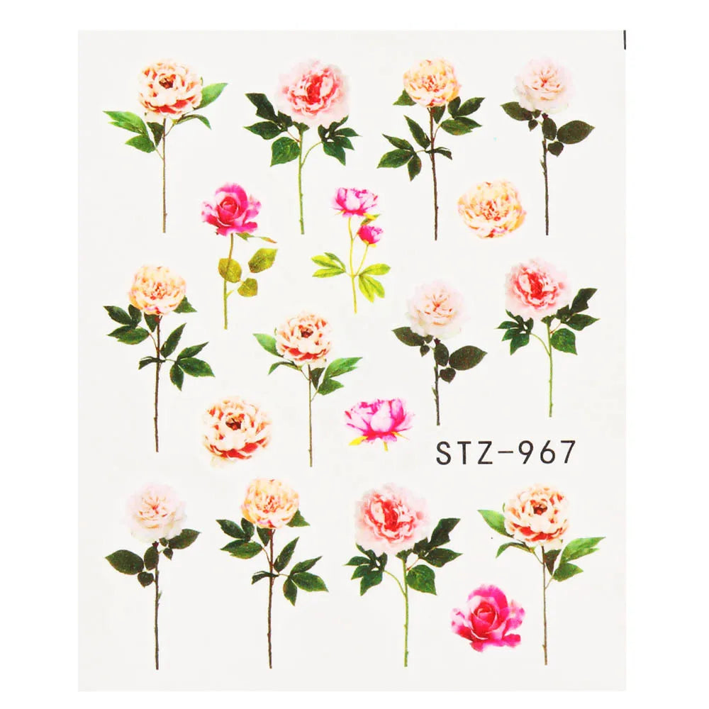 1pcs Flower Series Stickers For Nails Design Water Transfer Decals Foil Wraps Decoration Manicure DIY Slider NFA403