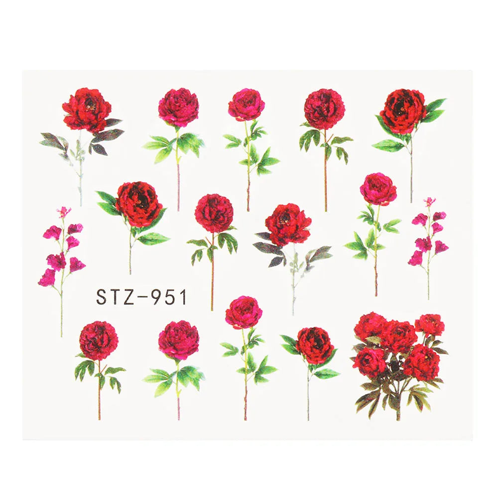 1pcs Flower Series Stickers For Nails Design Water Transfer Decals Foil Wraps Decoration Manicure DIY Slider NFA403