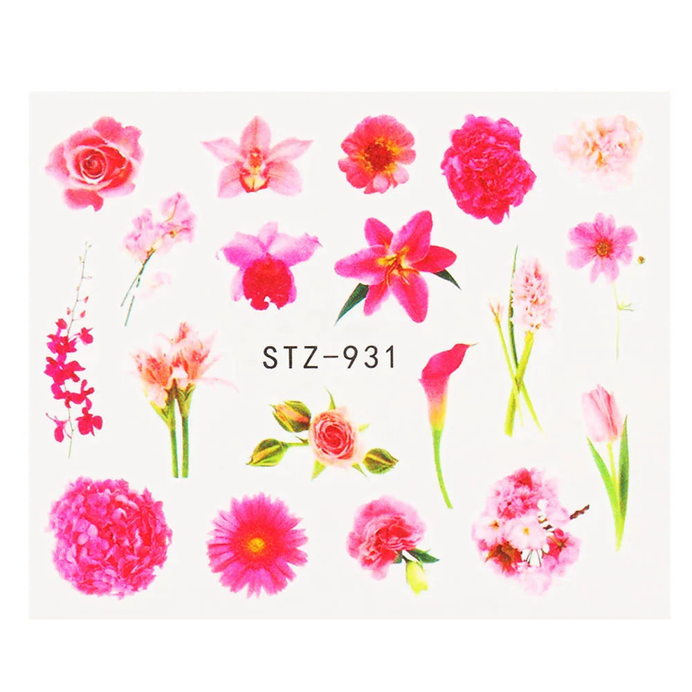 1pcs Flower Series Stickers For Nails Design Water Transfer Decals Foil Wraps Decoration Manicure DIY Slider NFA403