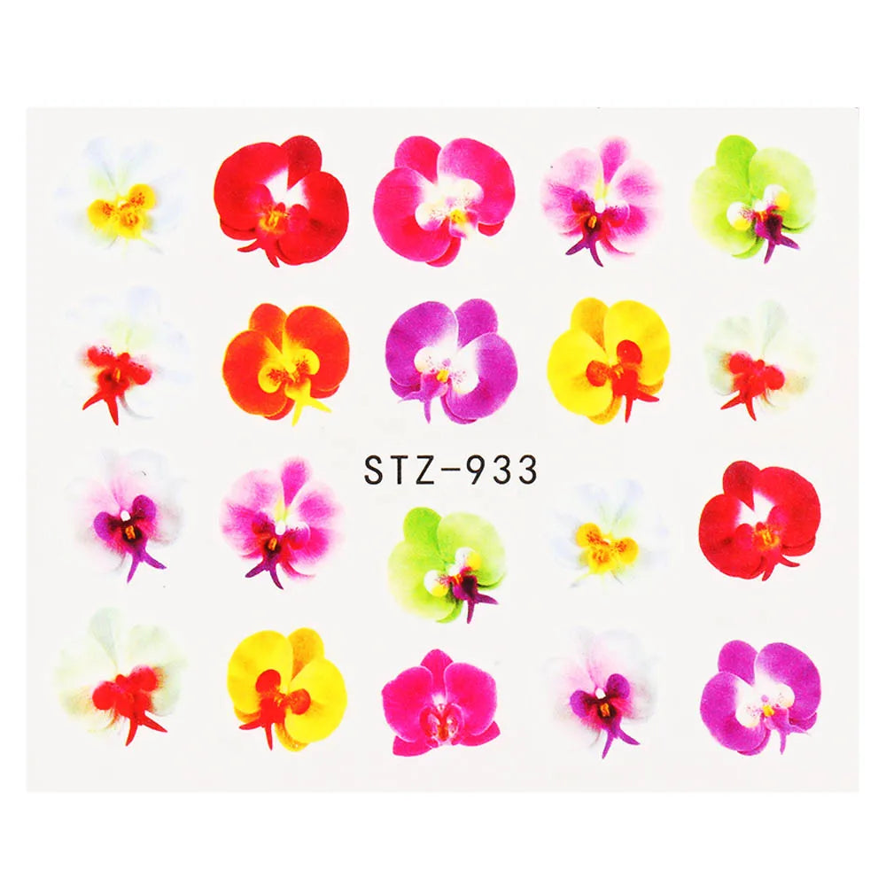 1pcs Flower Series Stickers For Nails Design Water Transfer Decals Foil Wraps Decoration Manicure DIY Slider NFA403