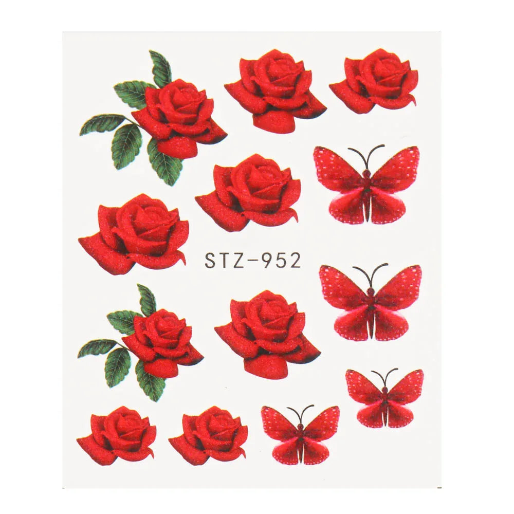 1pcs Flower Series Stickers For Nails Design Water Transfer Decals Foil Wraps Decoration Manicure DIY Slider NFA403