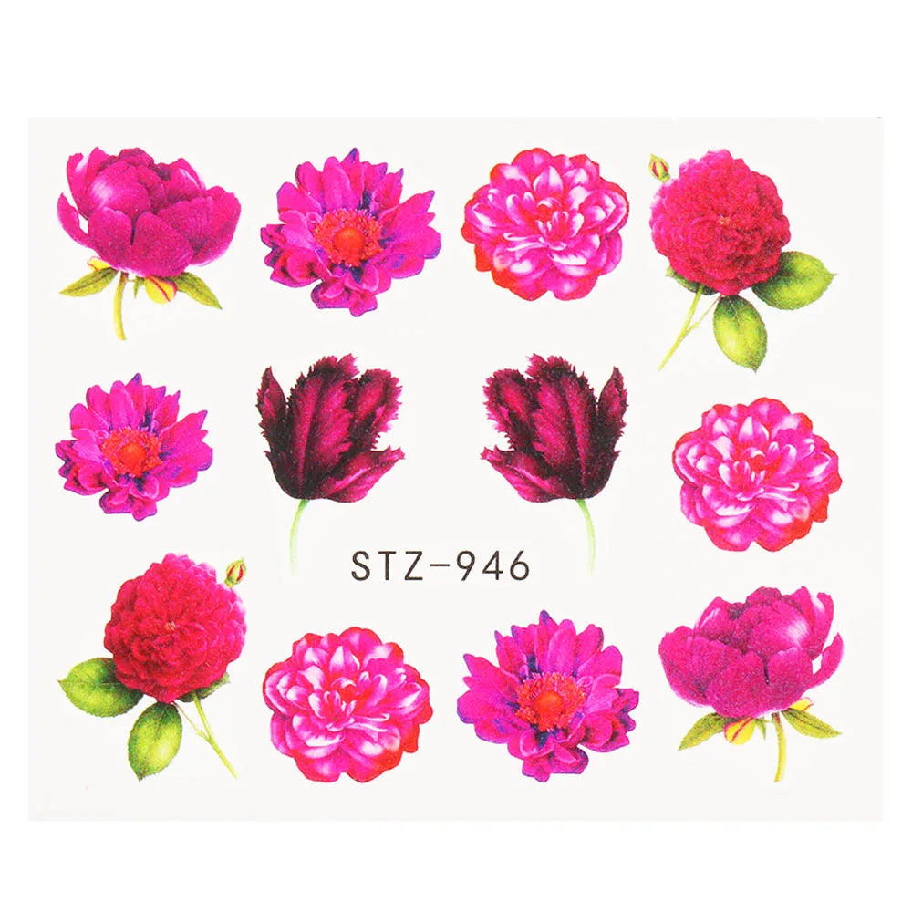 1pcs Flower Series Stickers For Nails Design Water Transfer Decals Foil Wraps Decoration Manicure DIY Slider NFA403