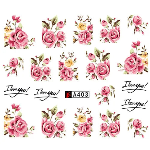 1pcs Flower Series Stickers For Nails Design Water Transfer Decals Foil Wraps Decoration Manicure DIY Slider NFA403