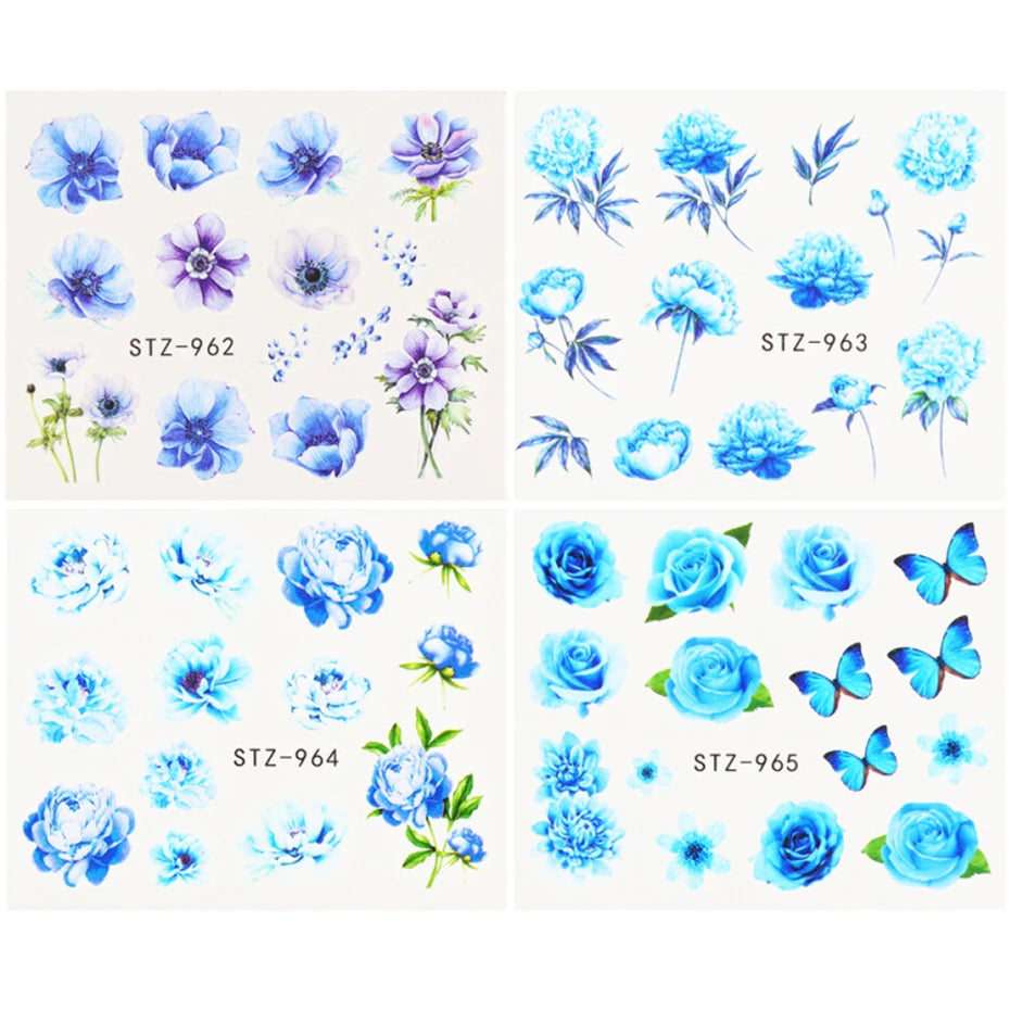 1pcs Flower Series Stickers For Nails Design Water Transfer Decals Foil Wraps Decoration Manicure DIY Slider NFA403