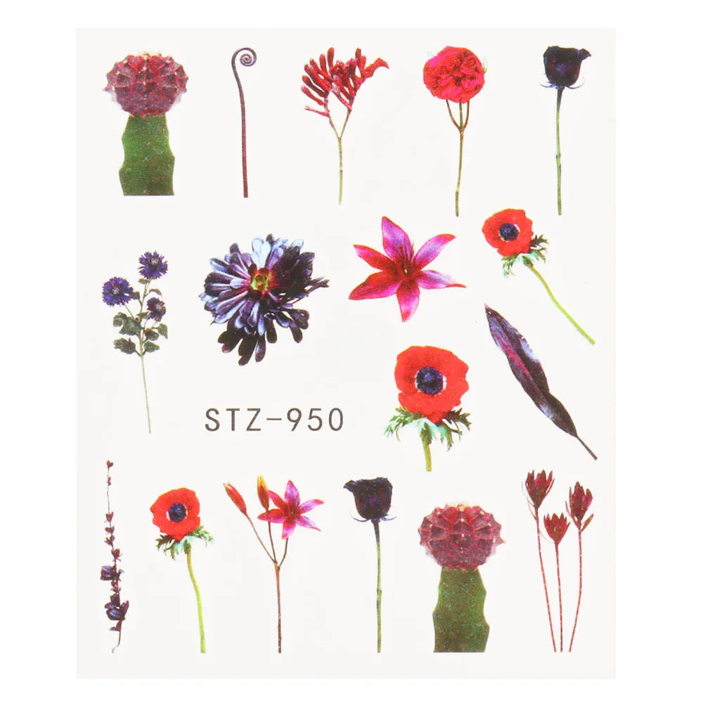 1pcs Flower Series Stickers For Nails Design Water Transfer Decals Foil Wraps Decoration Manicure DIY Slider NFA403