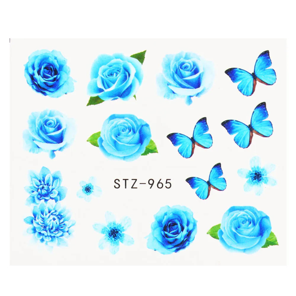 1pcs Flower Series Stickers For Nails Design Water Transfer Decals Foil Wraps Decoration Manicure DIY Slider NFA403