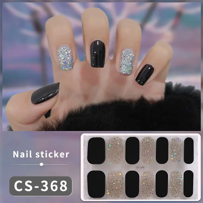 14/16 Strips Gel Nail Stickers Full Cover Nail Patch Gradual Spring And Summer Floristic Nail Stickers Strips DIY Nail Art