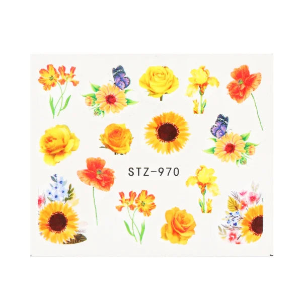 1pcs Flower Series Stickers For Nails Design Water Transfer Decals Foil Wraps Decoration Manicure DIY Slider NFA403