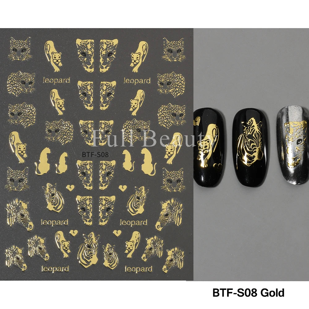 3D Heart Nail Stickers Celestial Nail Decals Gold Silver Star Moon Sliders For Manicure Y2K Design Kawaii Accessories LEBBTF-S28