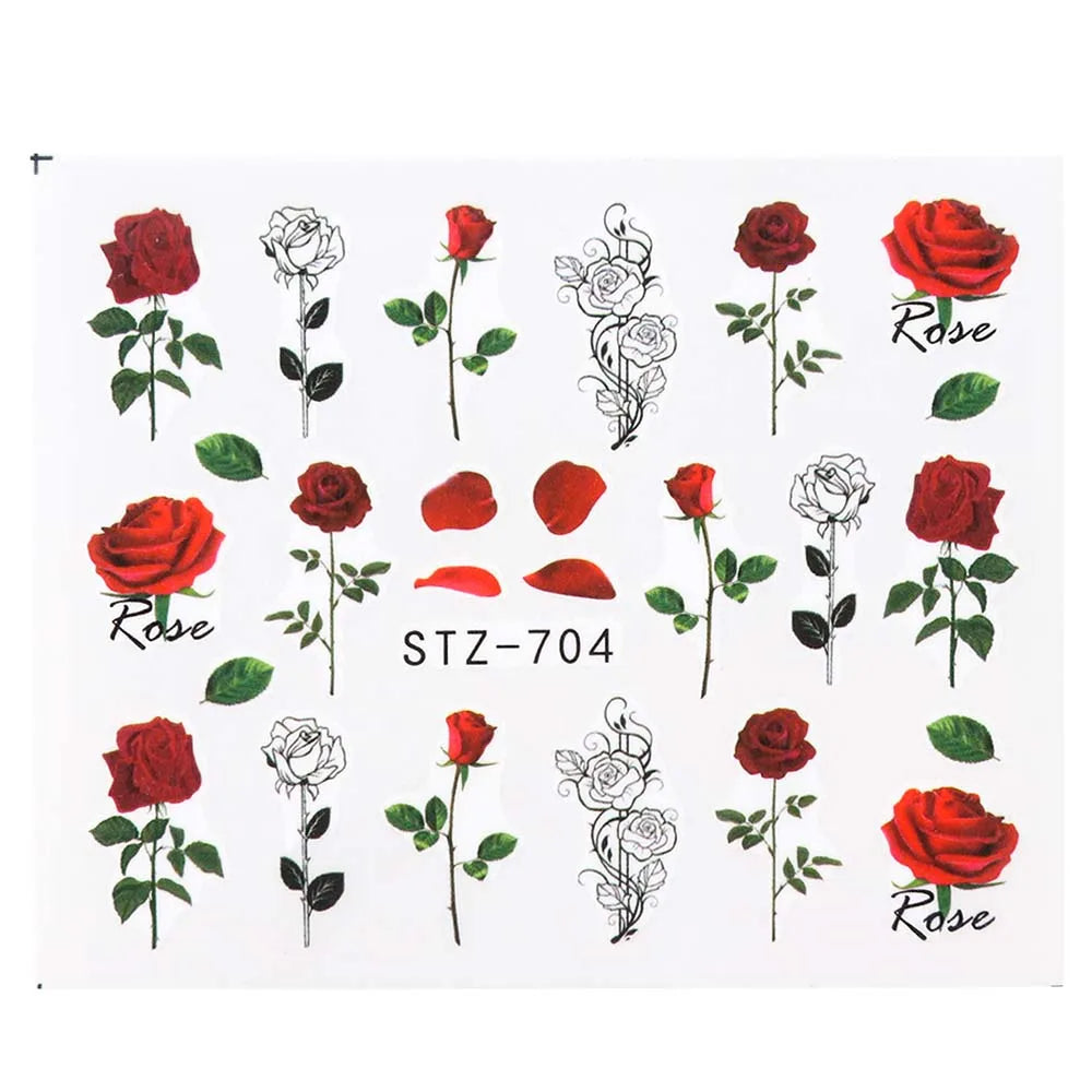 1pcs Flower Series Stickers For Nails Design Water Transfer Decals Foil Wraps Decoration Manicure DIY Slider NFA403