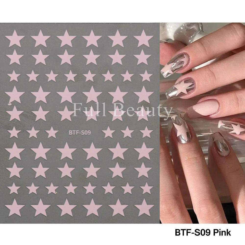 3D Heart Nail Stickers Celestial Nail Decals Gold Silver Star Moon Sliders For Manicure Y2K Design Kawaii Accessories LEBBTF-S28