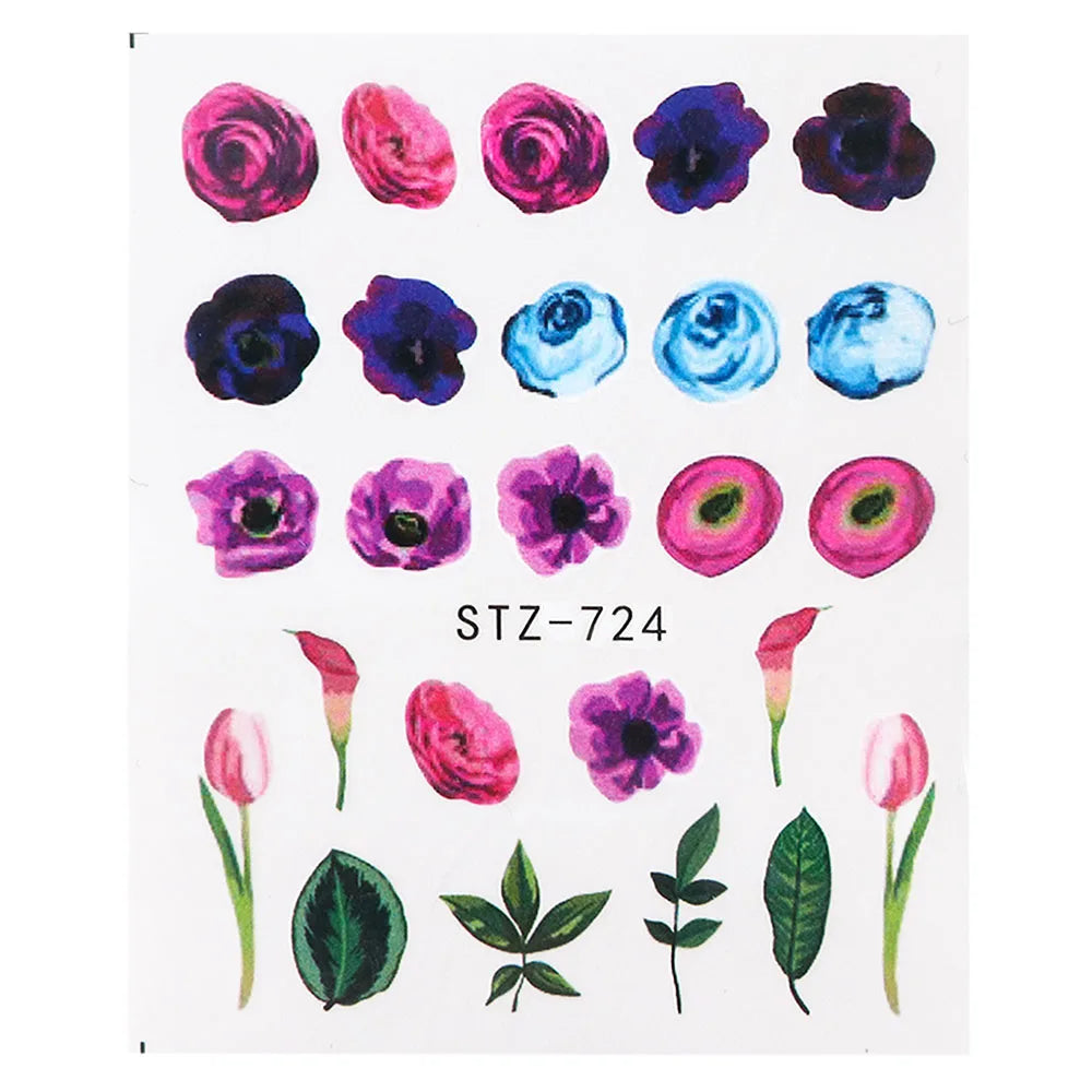 1pcs Flower Series Stickers For Nails Design Water Transfer Decals Foil Wraps Decoration Manicure DIY Slider NFA403