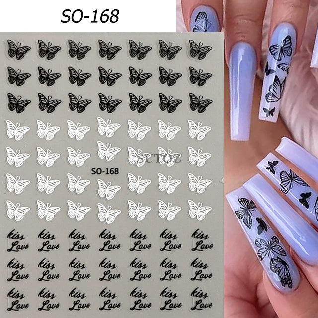 3D Heart Nail Stickers Celestial Nail Decals Gold Silver Star Moon Sliders For Manicure Y2K Design Kawaii Accessories LEBBTF-S28