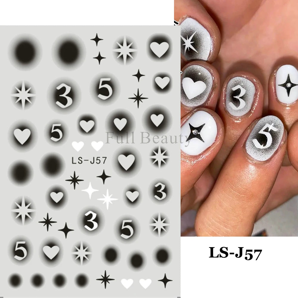 3D Heart Nail Stickers Celestial Nail Decals Gold Silver Star Moon Sliders For Manicure Y2K Design Kawaii Accessories LEBBTF-S28