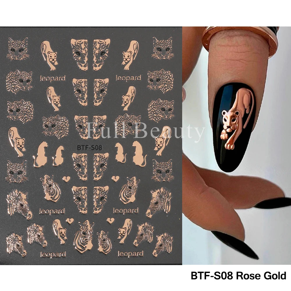 3D Heart Nail Stickers Celestial Nail Decals Gold Silver Star Moon Sliders For Manicure Y2K Design Kawaii Accessories LEBBTF-S28