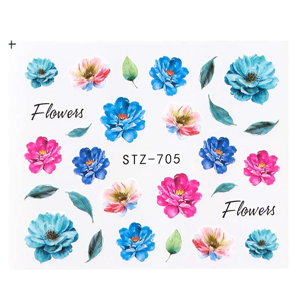 1pcs Flower Series Stickers For Nails Design Water Transfer Decals Foil Wraps Decoration Manicure DIY Slider NFA403