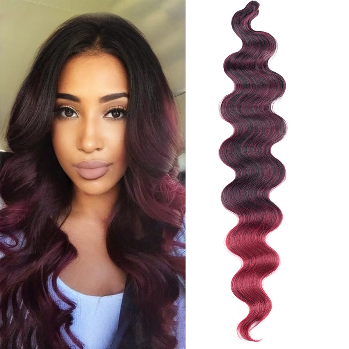 Blonde Body Wave Curly Braiding Hair Extensions Crochet Braids Ombre Black Brown Brgundy Hair High Temperature Soft Natural