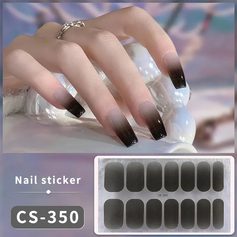 14/16 Strips Gel Nail Stickers Full Cover Nail Patch Gradual Spring And Summer Floristic Nail Stickers Strips DIY Nail Art