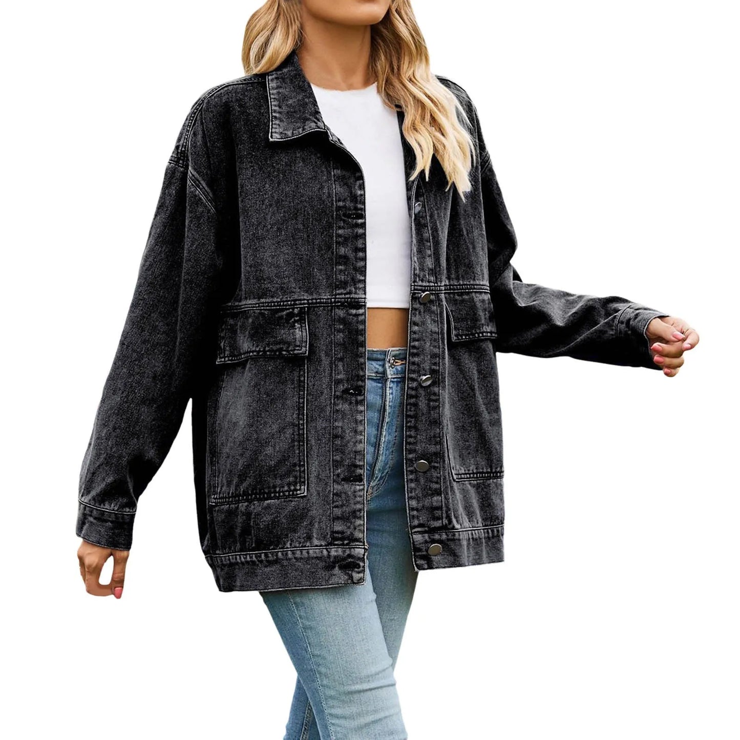 Autumn Winter Cropped Jacket For Women Short Coat Slim Retro Classic Loose Denim Casual Jacket куртка женская демисезон