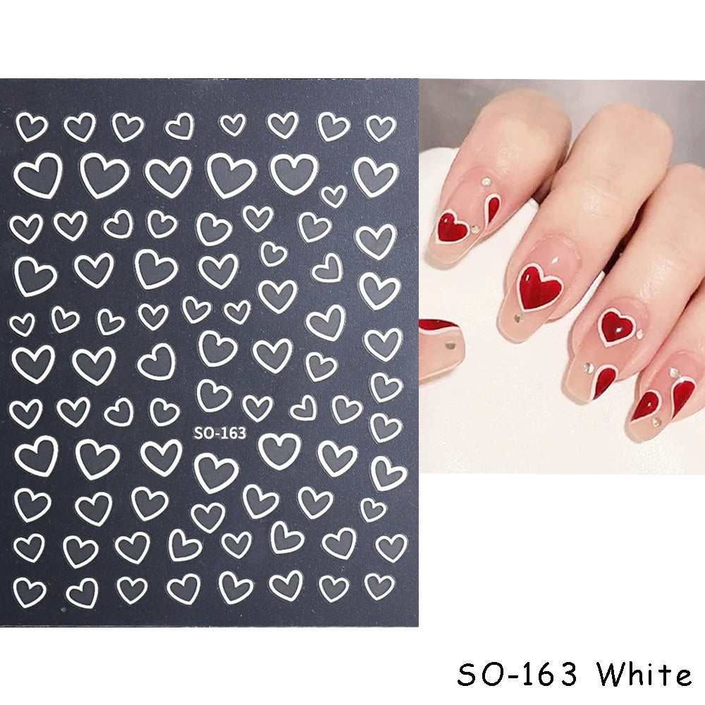 3D Heart Nail Stickers Celestial Nail Decals Gold Silver Star Moon Sliders For Manicure Y2K Design Kawaii Accessories LEBBTF-S28