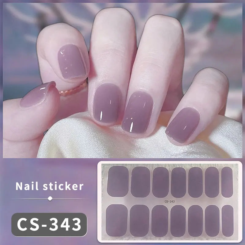 14/16 Strips Gel Nail Stickers Full Cover Nail Patch Gradual Spring And Summer Floristic Nail Stickers Strips DIY Nail Art