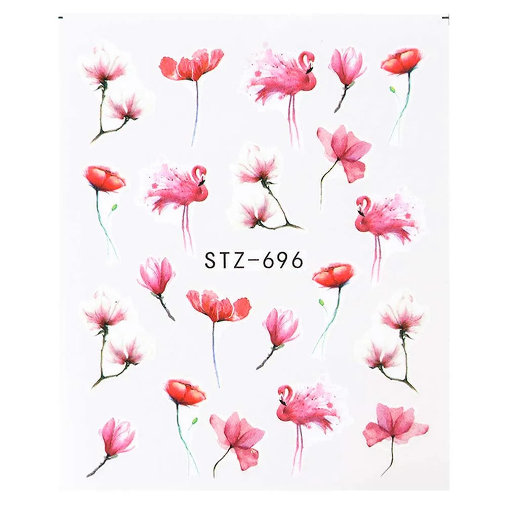 1pcs Flower Series Stickers For Nails Design Water Transfer Decals Foil Wraps Decoration Manicure DIY Slider NFA403