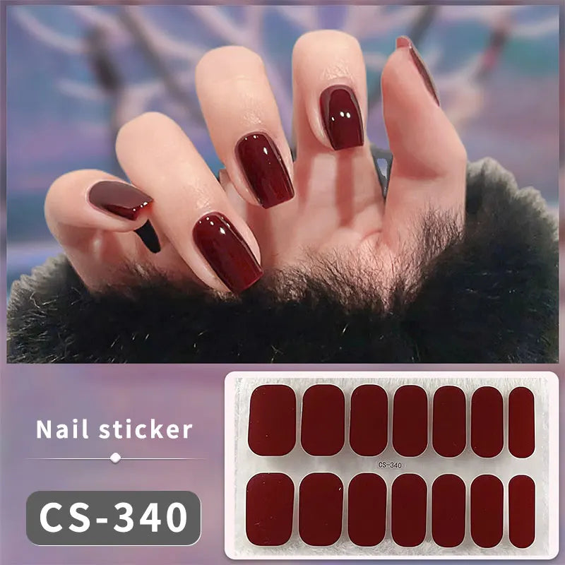 14/16 Strips Gel Nail Stickers Full Cover Nail Patch Gradual Spring And Summer Floristic Nail Stickers Strips DIY Nail Art