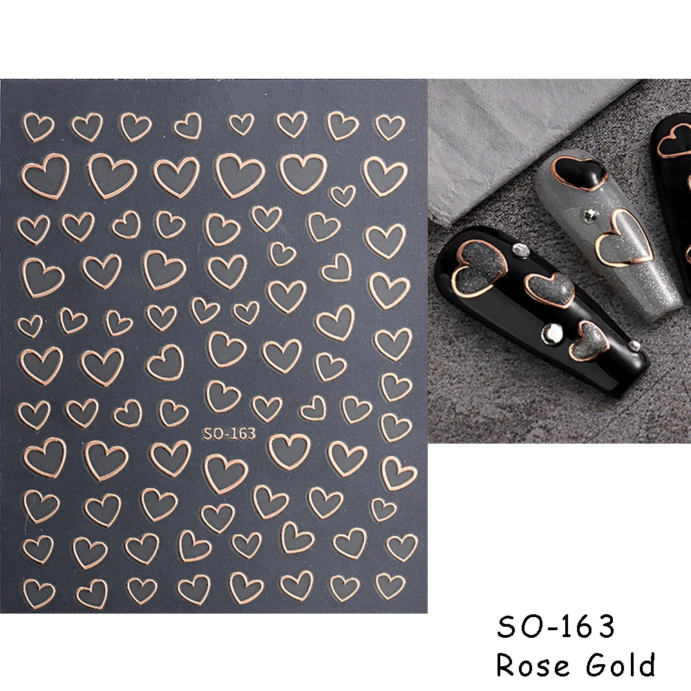 3D Heart Nail Stickers Celestial Nail Decals Gold Silver Star Moon Sliders For Manicure Y2K Design Kawaii Accessories LEBBTF-S28