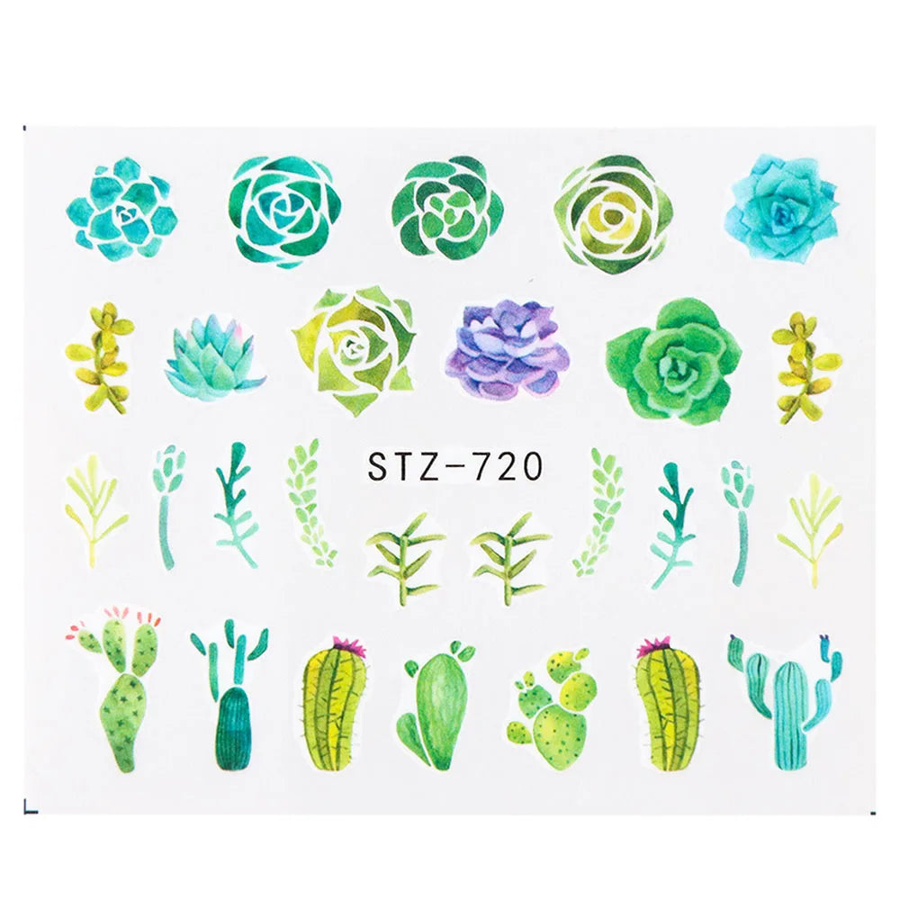 1pcs Flower Series Stickers For Nails Design Water Transfer Decals Foil Wraps Decoration Manicure DIY Slider NFA403