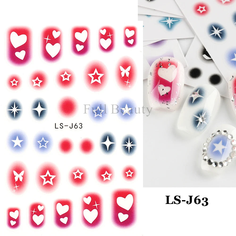 3D Heart Nail Stickers Celestial Nail Decals Gold Silver Star Moon Sliders For Manicure Y2K Design Kawaii Accessories LEBBTF-S28