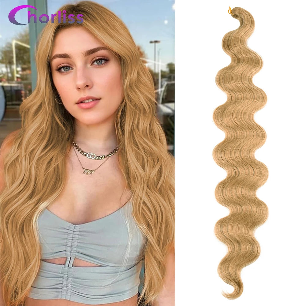 Blonde Body Wave Curly Braiding Hair Extensions Crochet Braids Ombre Black Brown Brgundy Hair High Temperature Soft Natural