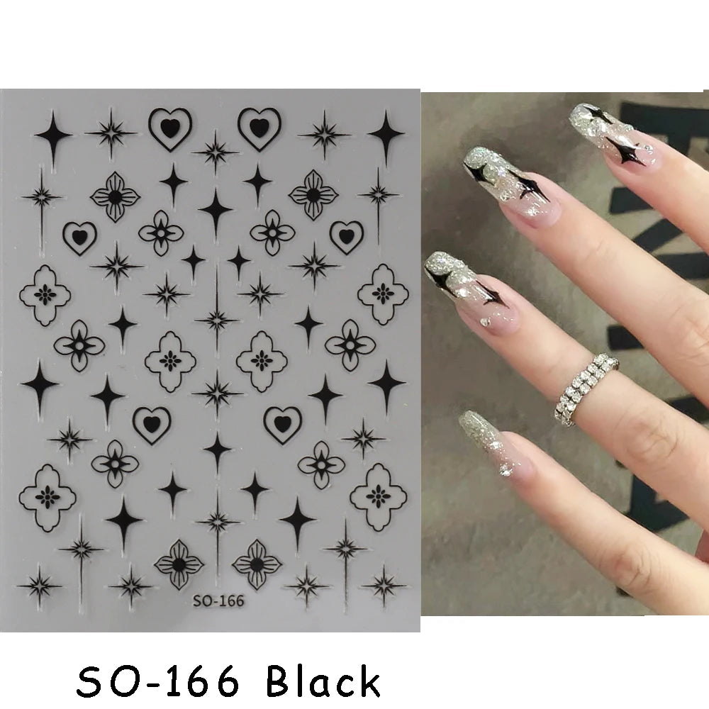 3D Heart Nail Stickers Celestial Nail Decals Gold Silver Star Moon Sliders For Manicure Y2K Design Kawaii Accessories LEBBTF-S28