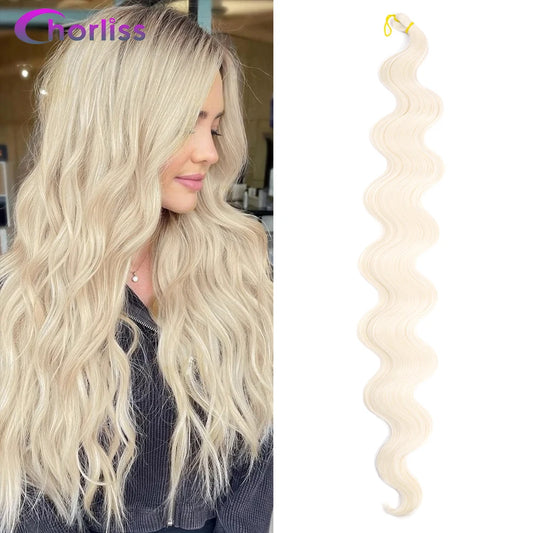 Blonde Body Wave Curly Braiding Hair Extensions Crochet Braids Ombre Black Brown Brgundy Hair High Temperature Soft Natural