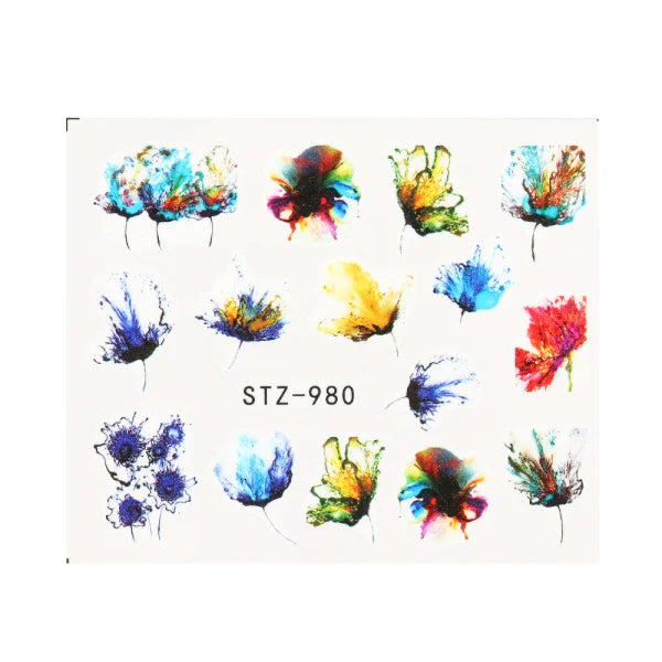 1pcs Flower Series Stickers For Nails Design Water Transfer Decals Foil Wraps Decoration Manicure DIY Slider NFA403