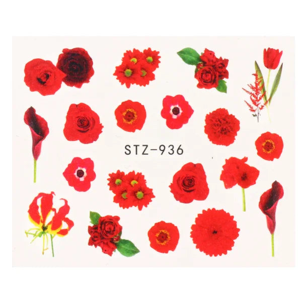 1pcs Flower Series Stickers For Nails Design Water Transfer Decals Foil Wraps Decoration Manicure DIY Slider NFA403