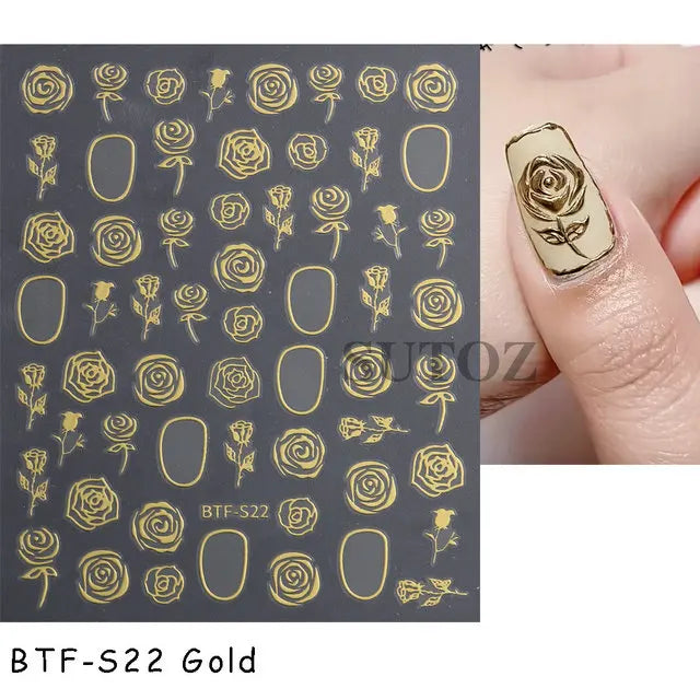 3D Heart Nail Stickers Celestial Nail Decals Gold Silver Star Moon Sliders For Manicure Y2K Design Kawaii Accessories LEBBTF-S28