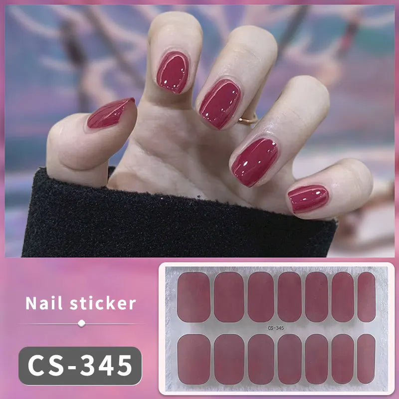 14/16 Strips Gel Nail Stickers Full Cover Nail Patch Gradual Spring And Summer Floristic Nail Stickers Strips DIY Nail Art