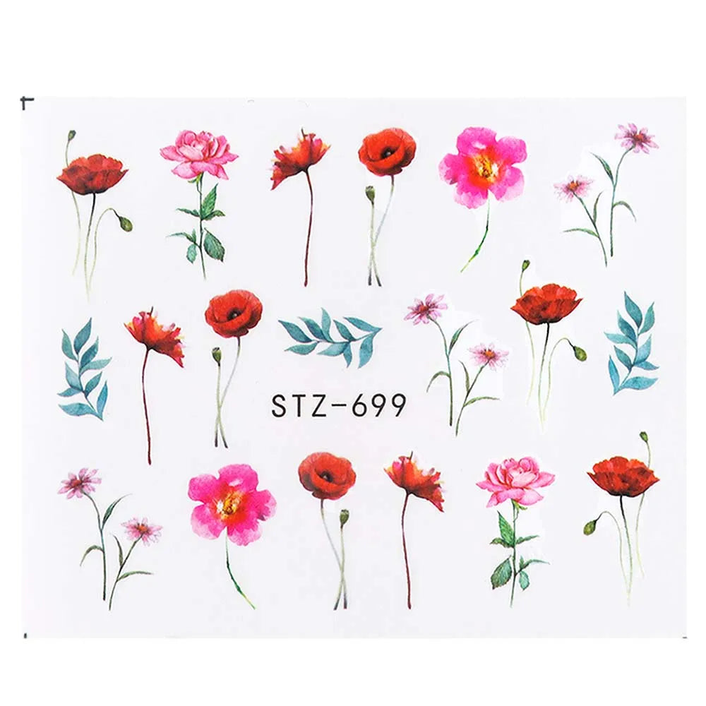 1pcs Flower Series Stickers For Nails Design Water Transfer Decals Foil Wraps Decoration Manicure DIY Slider NFA403