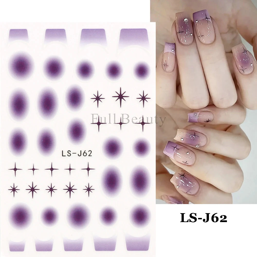 3D Heart Nail Stickers Celestial Nail Decals Gold Silver Star Moon Sliders For Manicure Y2K Design Kawaii Accessories LEBBTF-S28